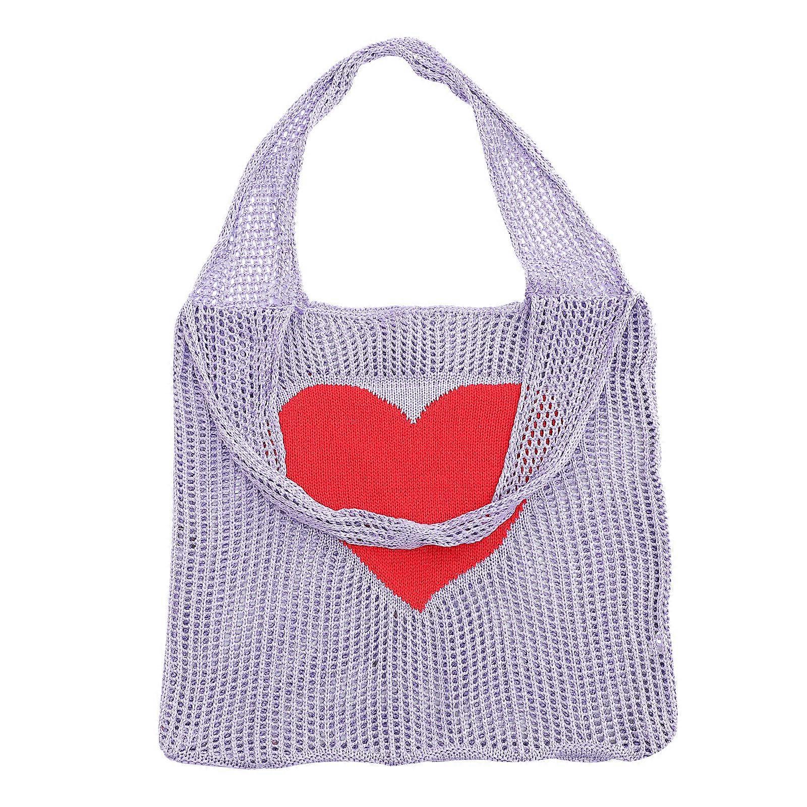 Violet Mesh Grocery Bag for Storage Use Knit Foldable and Washable Large Capacity Bag 12.5 x 15 inches