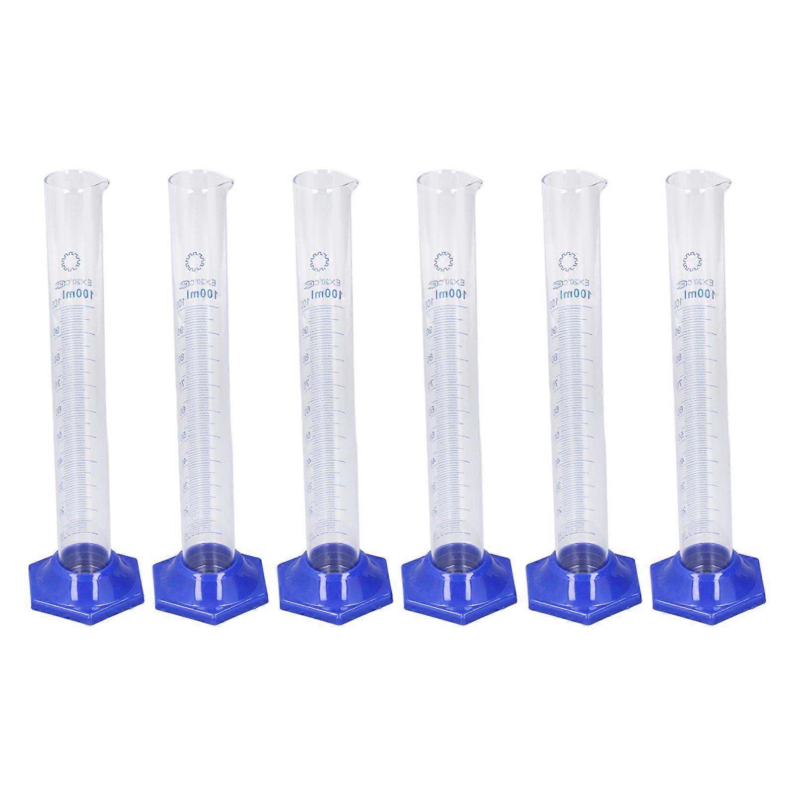 10Pcs 100ml Glass Measuring Cylinders Clear Scale Lab Kit