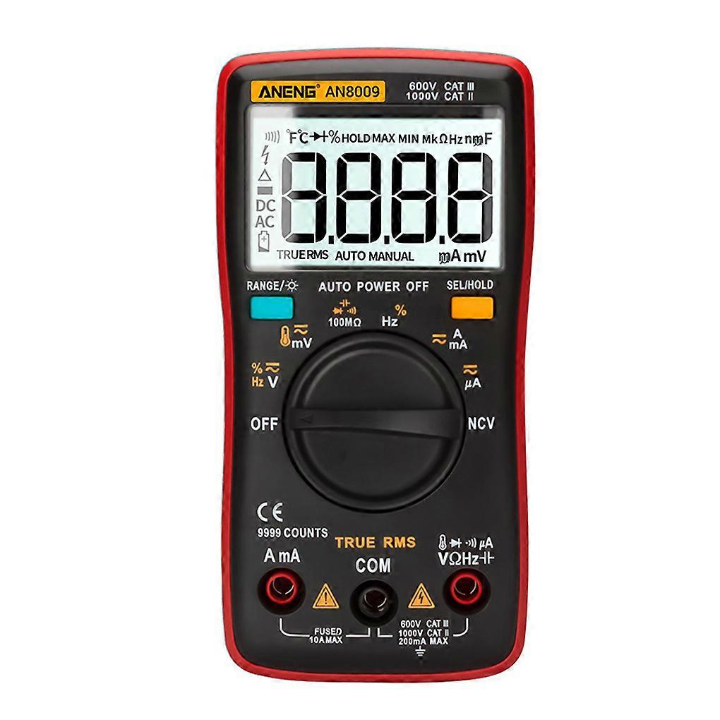 ANENG AN8009 Auto-ranging LCD Multimeter Resistance Tester Meter Detector Red