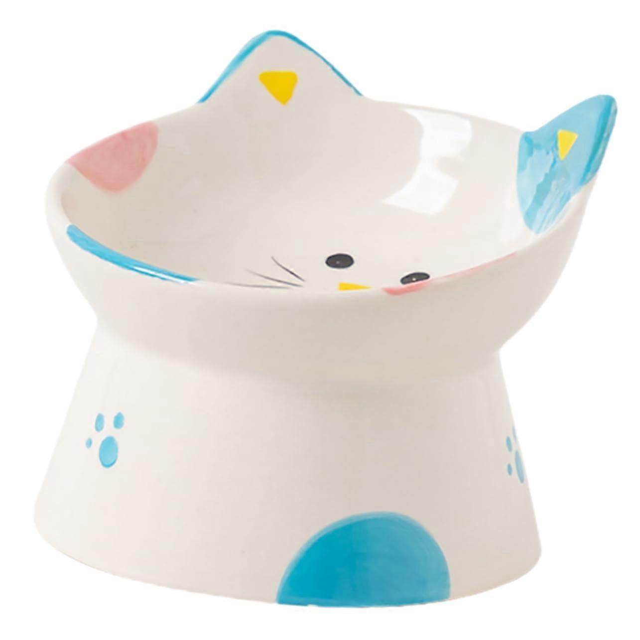 Elevated Ceramic Cat Bowl Raised Kitten Feeding Bowl Lightweight Non Slip For Cats And Kittens