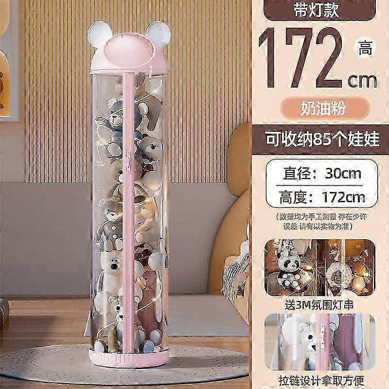 Transparent Storage Tube for Plush Dolls and Toys, Upgraded Zipper Design, 30mm Diameter x 172cm Size, Kids' Toy Organizer with Zippered Closure