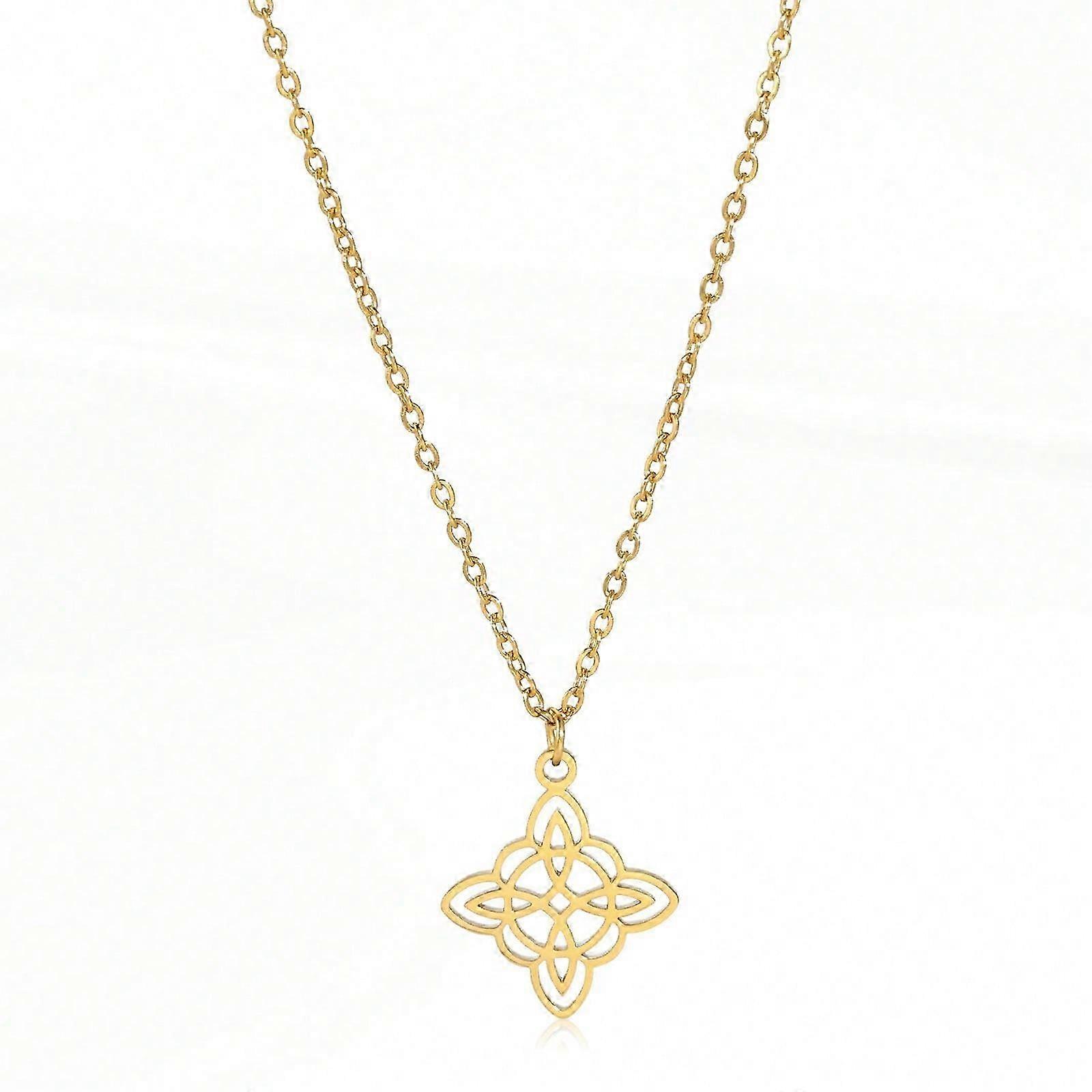 Fashion Witch Knot Necklace Stainless Steel Celtic-Symbol Pendant Necklace For Women Men Clavicle Chain Jewelry Gifts