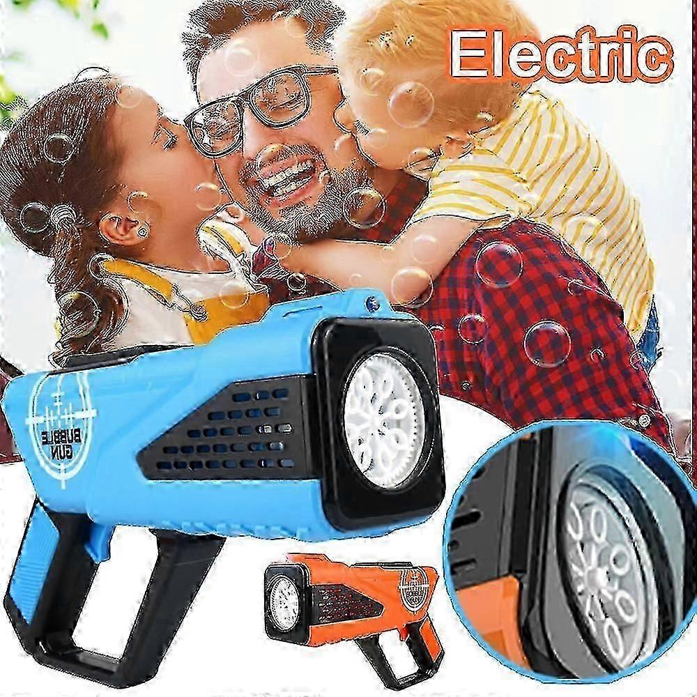 Bublinový kulomet, Bublinová pistole s LED světlem, 8 děrový bublinkový stroj pro dospělé a děti, letní venkovní vnitřní narozeninový dárek, bublinkový stroj