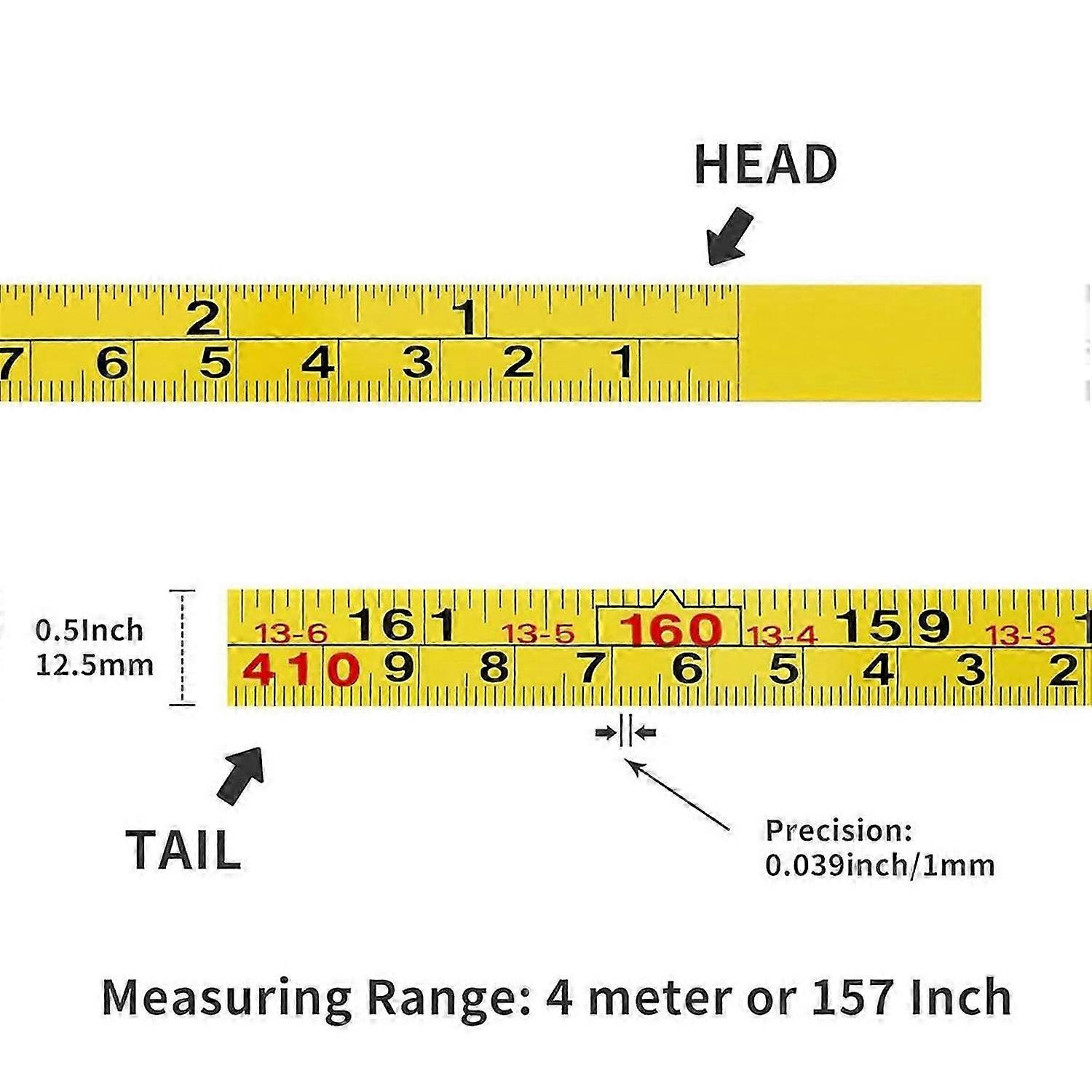 Right to Left Reading 310cm/122-Inch Imperial and Metric Ruler Tape