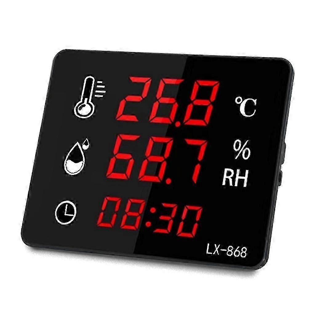 Digital Temperature & Humidity Meter Thermometer Hygrometer Wall-mounted Clock For Time Display Large Screen Led Clock