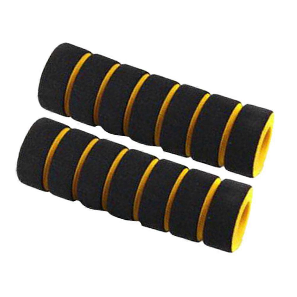 2pcs Handlebar Grips Bike Racing Motorcycle Handle Bar Sponge Grips Cover Non-slip Handle Grips(Yellow and Black)