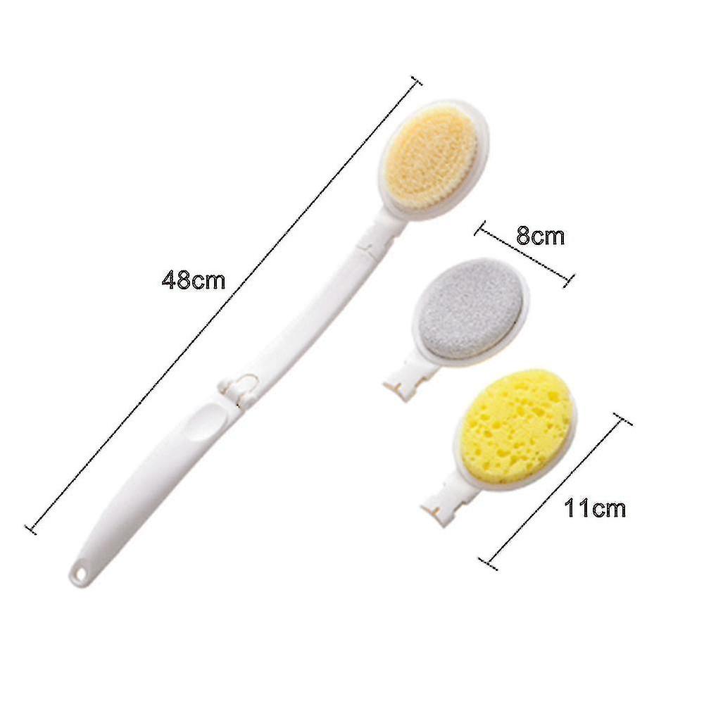 Bathroom Body Brush Set With Long Handle, 3 In 1 Foldable Shower Brush
