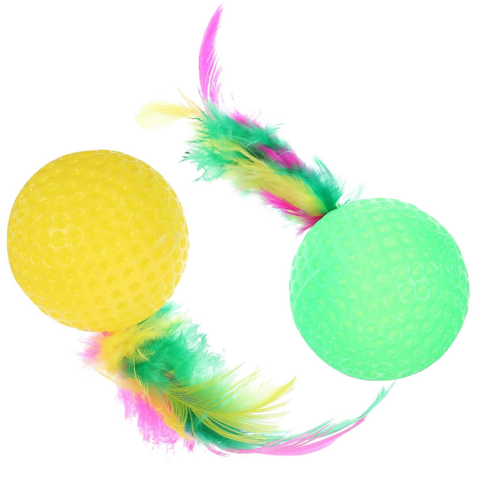 Cat Toy Balls Plastic Sponge Balls for Cat Playing 2Pcs with