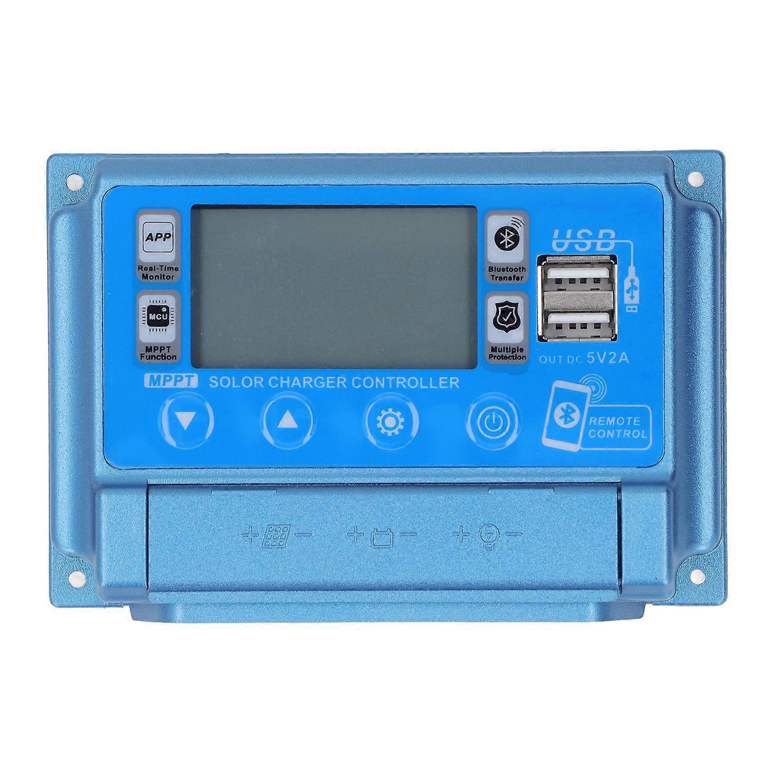 MPPT Solar Charge Controller 12V 24V 36V 48V 60V Self Adaption Dual USB Photovoltaic Panel Regulator with Bluetooth 40A