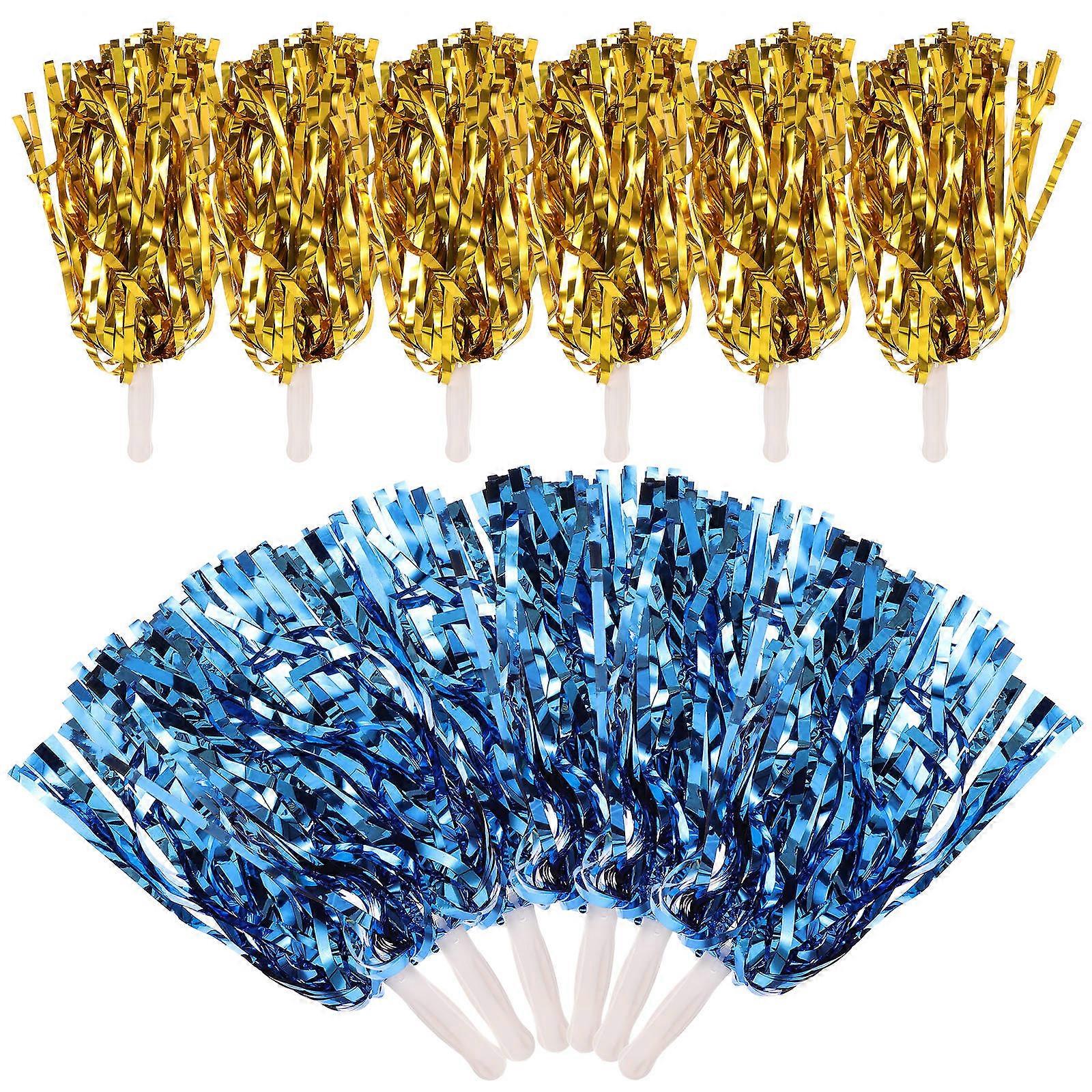 Cheer Pom Poms 12Pcs Cheering Props Ideal For Holiday Celebration Round Handle Design Portable