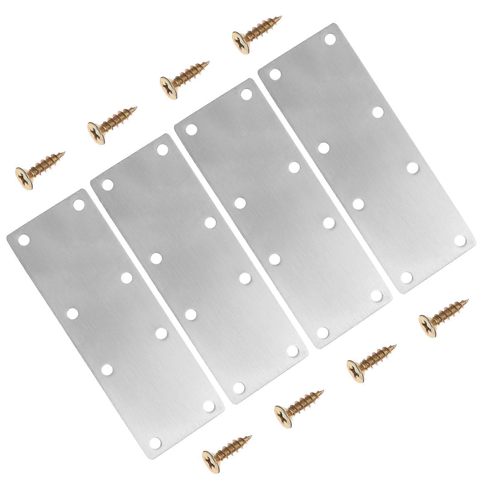 Silver Stainless Steel Mending Plates for Board Connection with 4Pcs Brackets
