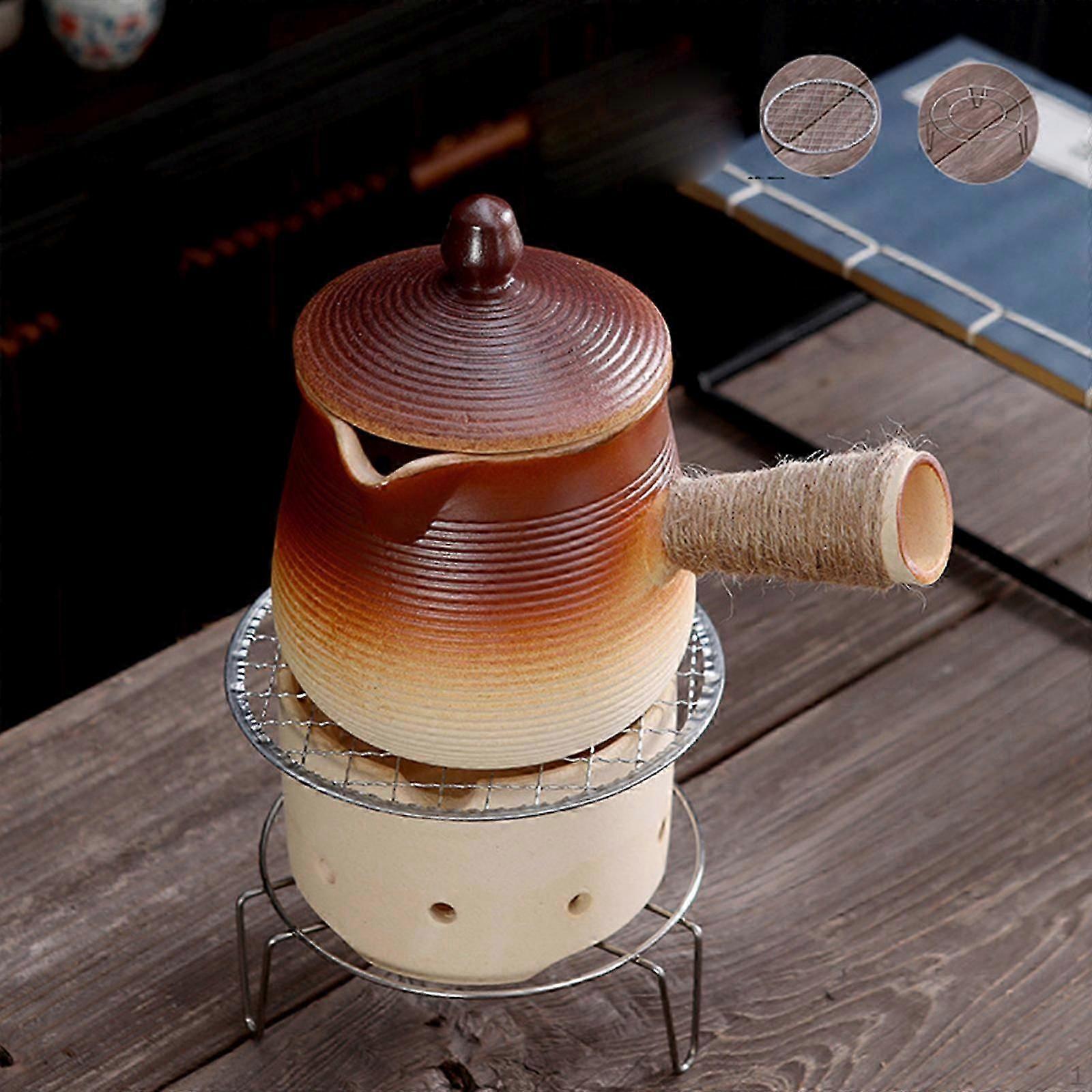 Ceramic Teapot with Lid Boiling Water Loose Leaf Tea Pot 700ml Maker Rope Side Handlez