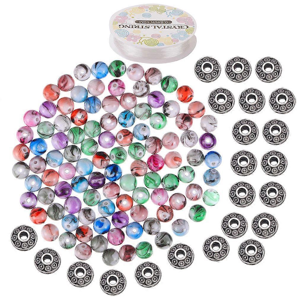 Round Acrylic Beads Necklace DIY Beads Set for Bracelet Making 5Sets