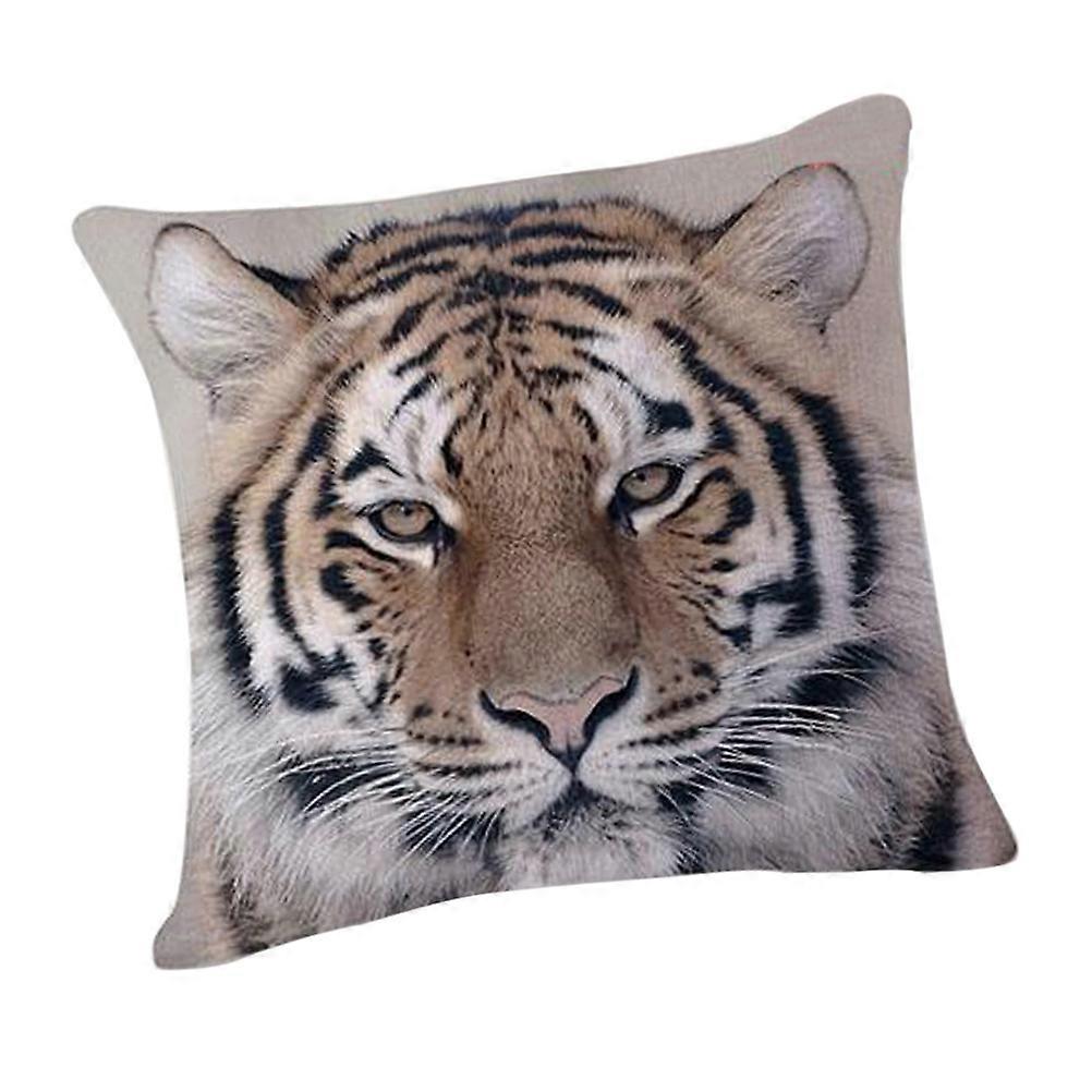 Tiger Head Linen Pillow Cover for Cushion Decoration Cotton Linen Throw