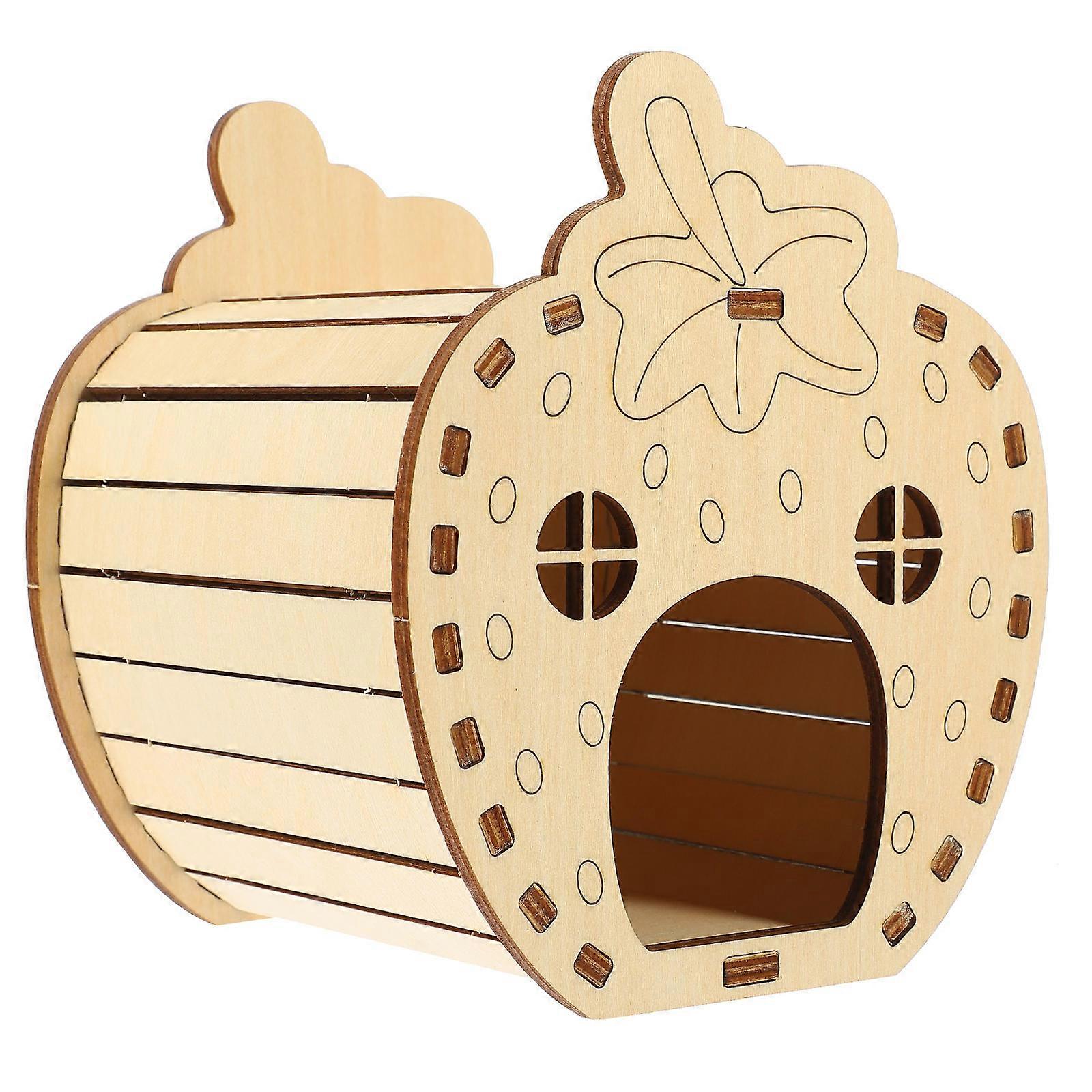Self-Assembly Hamster Hideout Wooden Hamster Hut for 4Pcs Small Pets