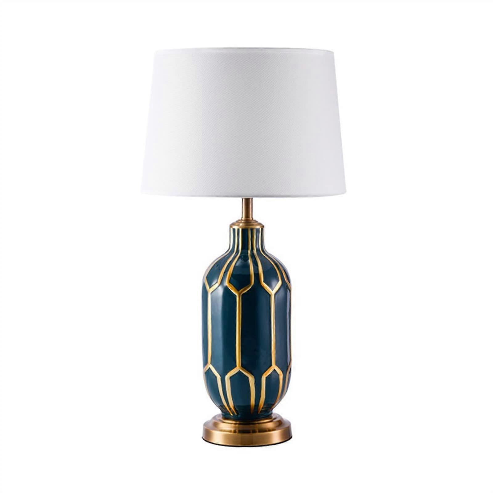 Bedside Table Lamp Ceramic Table Lamp With Cloth Lampshade European Style Luxury Art Decoration Bedroom Lamp