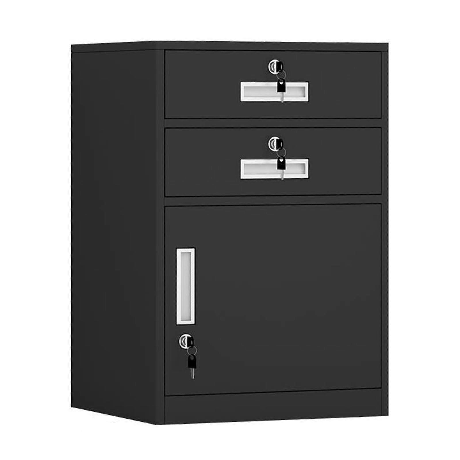 Lockable Vertical Filing Cabinet With Drawers 3Drawer Black Printer Stand For Office And Home 65 cm And 85 cm Heights