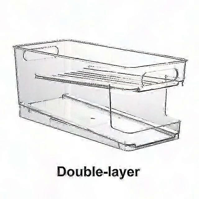 Double Layer Refrigerator Beverage Can Dispenser, Automatic Rolling Soda Beer Can Organizer, Transparent Storage Bin