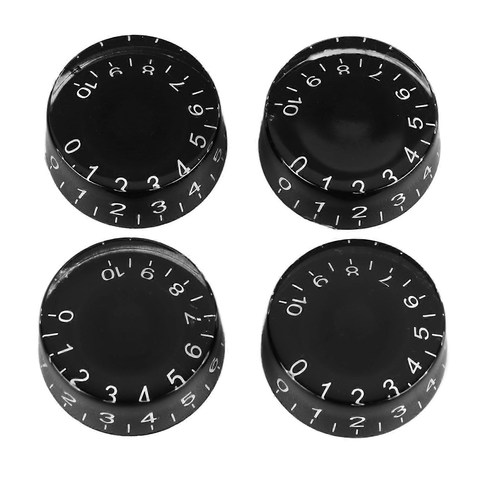 4Pcs Electric Guitar Volume Tone Control Knobs Clear Plastic Instrument Accessories Black