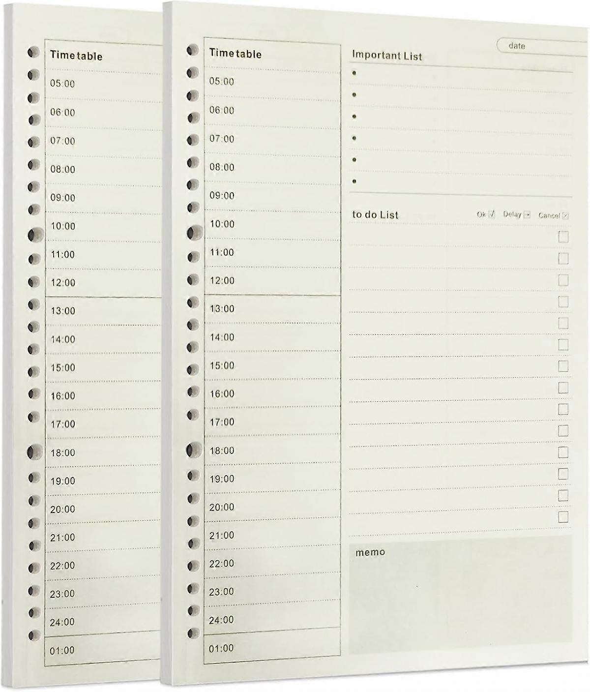 2Pcs Daily Planner Notepad with Time Table Section to-do List,Kraft Cover,Time