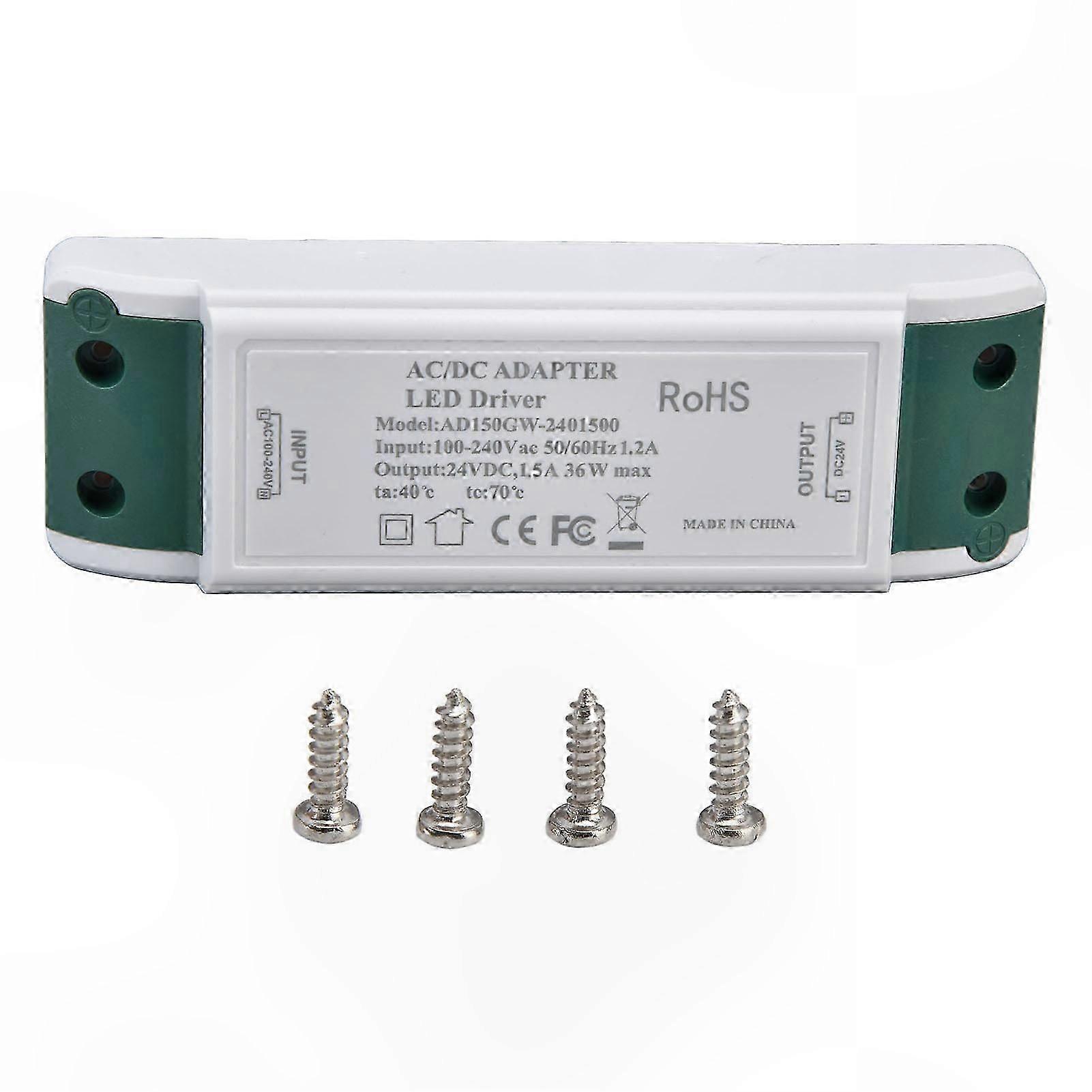 36W DC 24V LED Driver Constant Current Power Supply Adapter AC100-240V Input