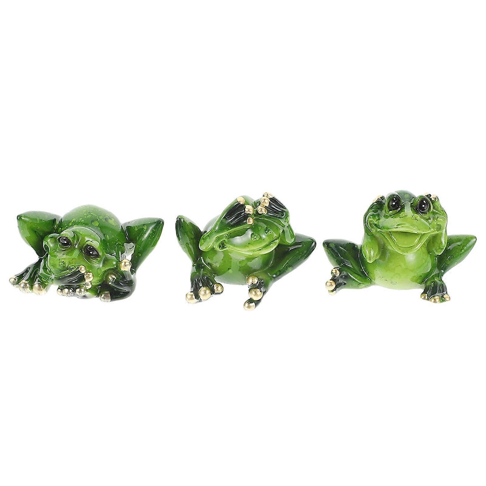 Creative Frogs Decor Resin Ornaments for Decorating 3Pcs Set
