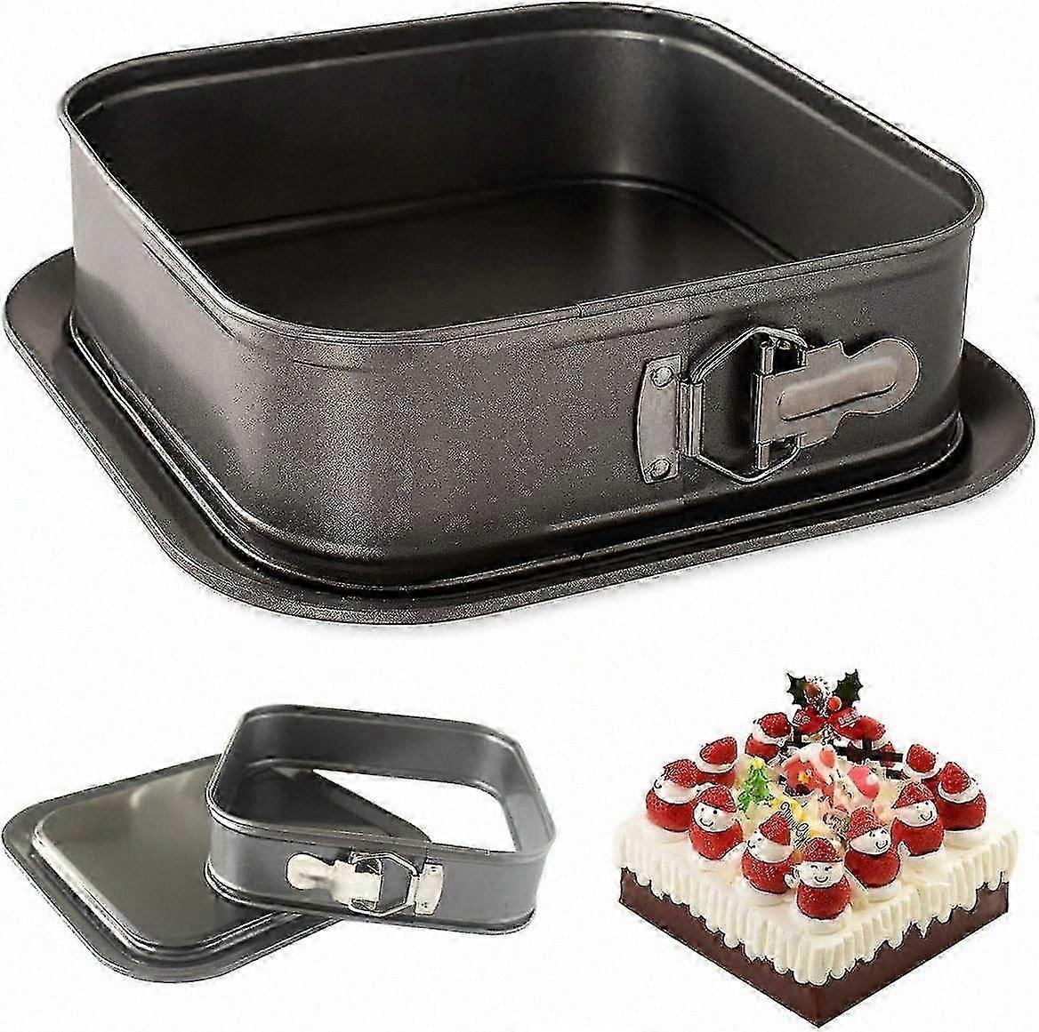 Square Cake Pan with Nonstick Coating and Removable Base for Baking Desserts