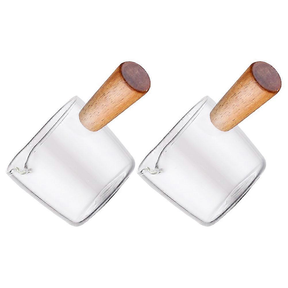 Measuring Cup Espresso With Wooden Handle 6 Pcs Perfect For Serving Hot Contents And Salad Dressings In Hotels Restaurants And Coffee Shops