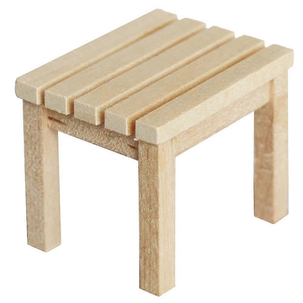 Miniature Model Furniture 1Pack Wood Stool Square Shape For DIY Painting Projects For Model Enthusiasts In Solid Beige