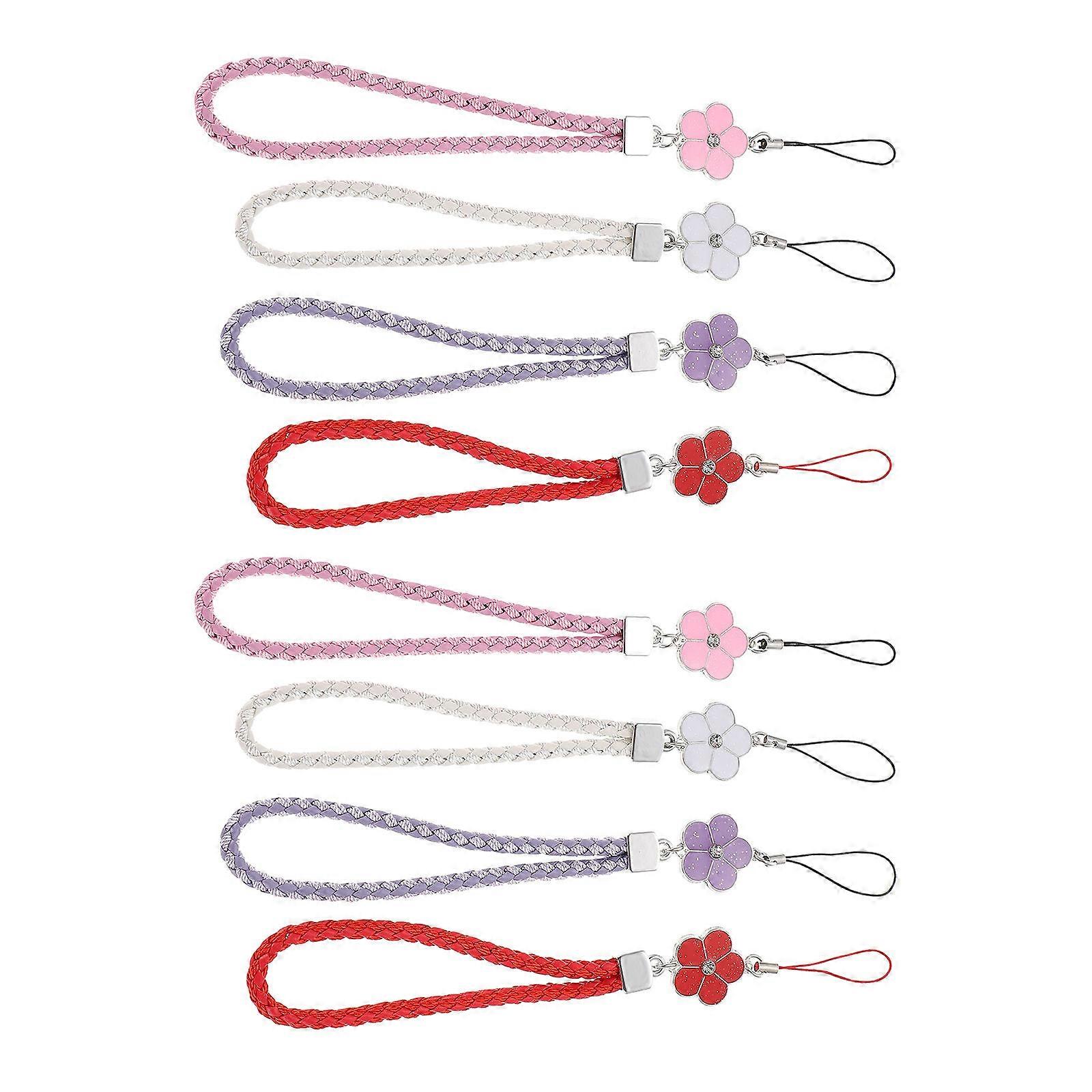 Mobile Phone Wrist Strap Plum Blossom Square Shape for Jogging Running Errands and Biking Assorted Decorative Attachment 8Pcs