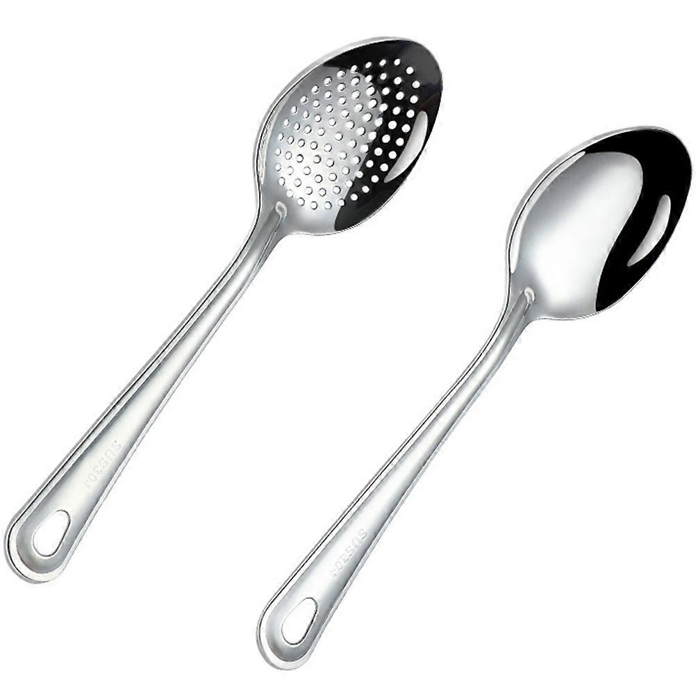 Long Handle Slotted Spoon Stainless Steel Serving Spoon for Kitchen 10Pcs