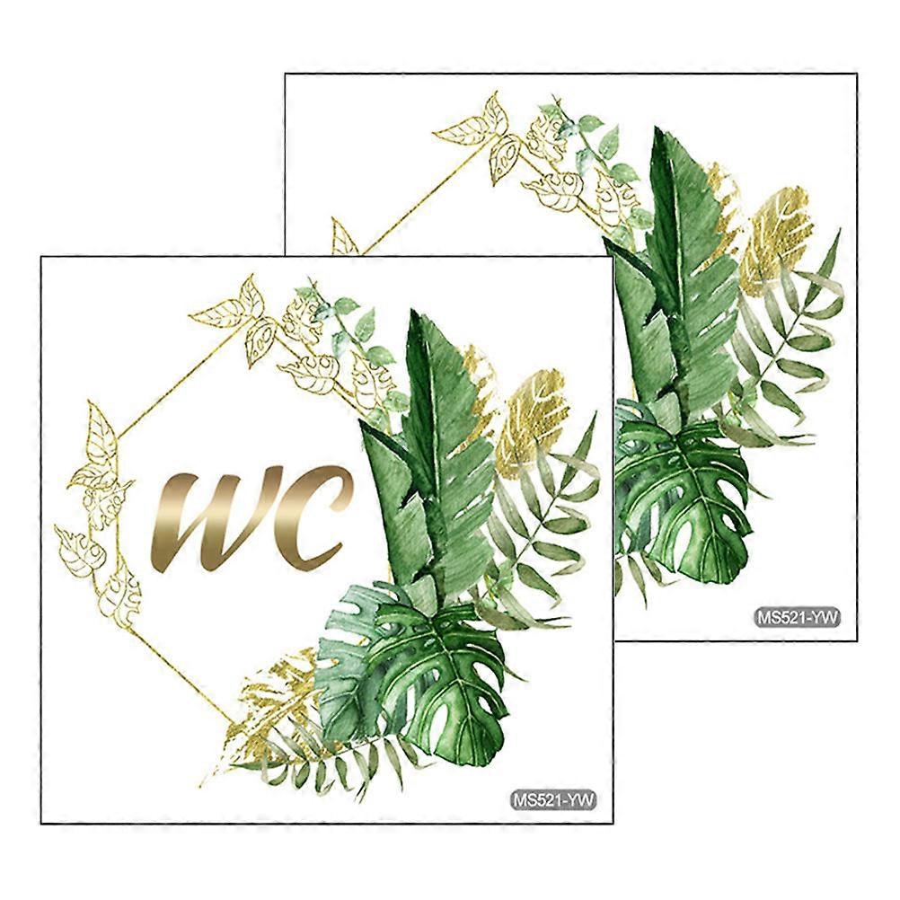 Self-Adhesive Door Stickers WC Floral Door Sign 6Pcs Simple Design Ideal for Public Restroom