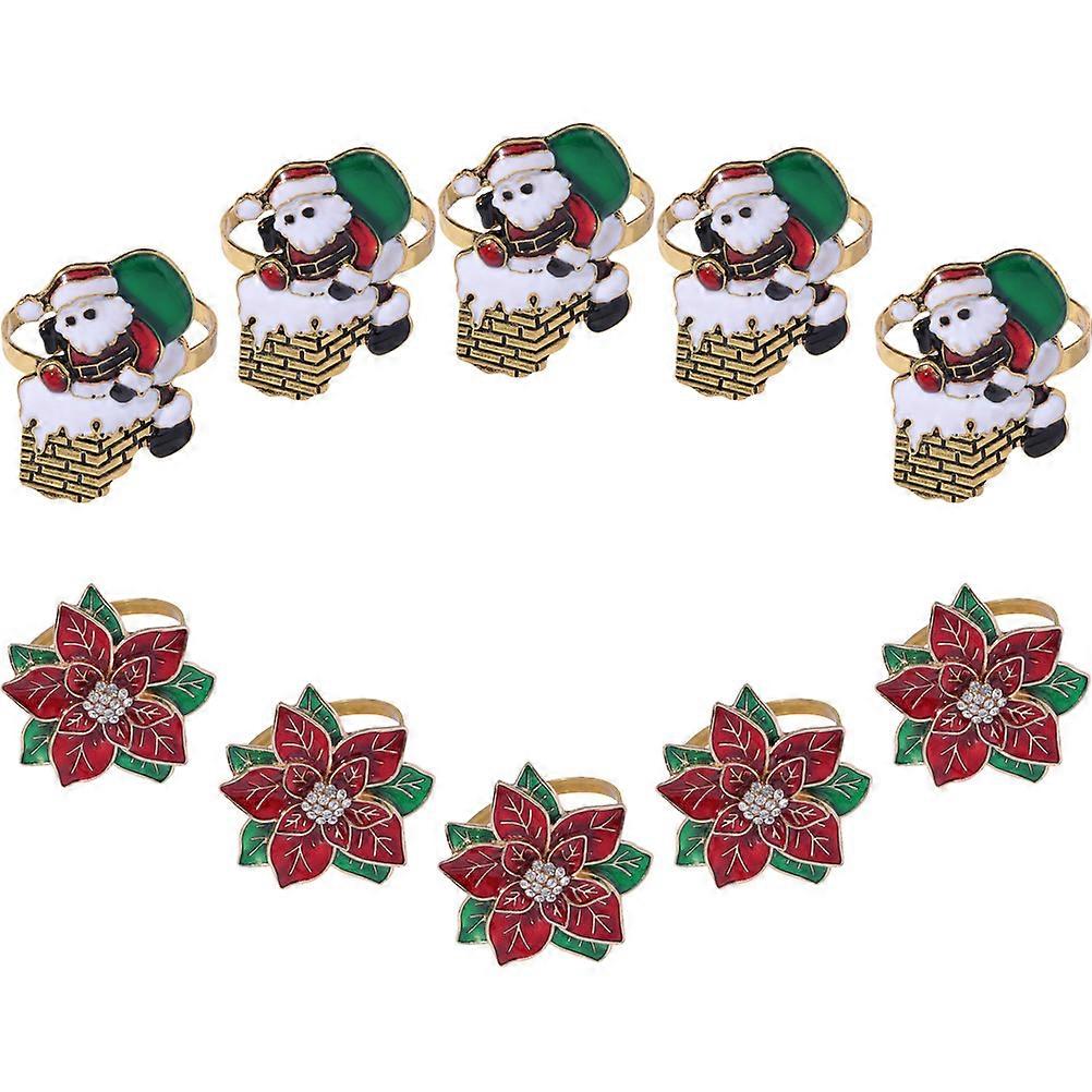 50 Pcs Napkin Holders For Christmas Party Featuring Santa Claus And Flower Shape Suitable For Dinner Party Table Decoration