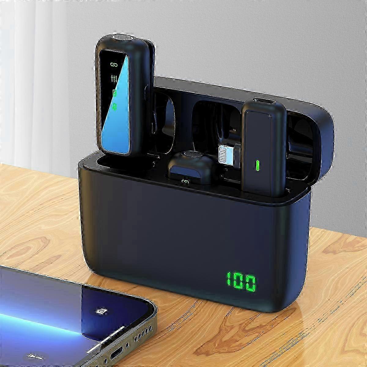 SX6 1 TX + 2 RX Lavalier Wireless Microphone with Digital Display Charging Box