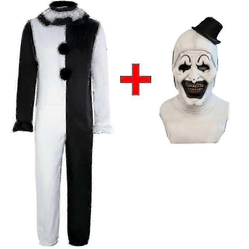 Cgmgtsn Felnőttek Terrifier 2 Art A bohóc cosplay jelmez jumpsuit kalap ruhák Halloween karneváli öltöny