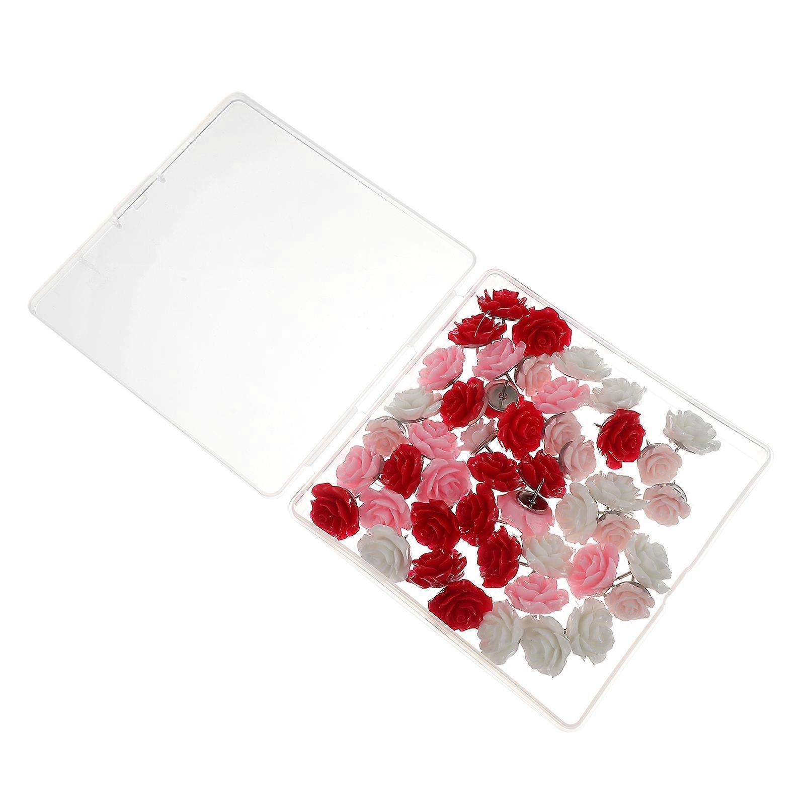 Flower Push Pin Thumbtacks for Decor 80Pcs Red Creative Flower Thumbtack