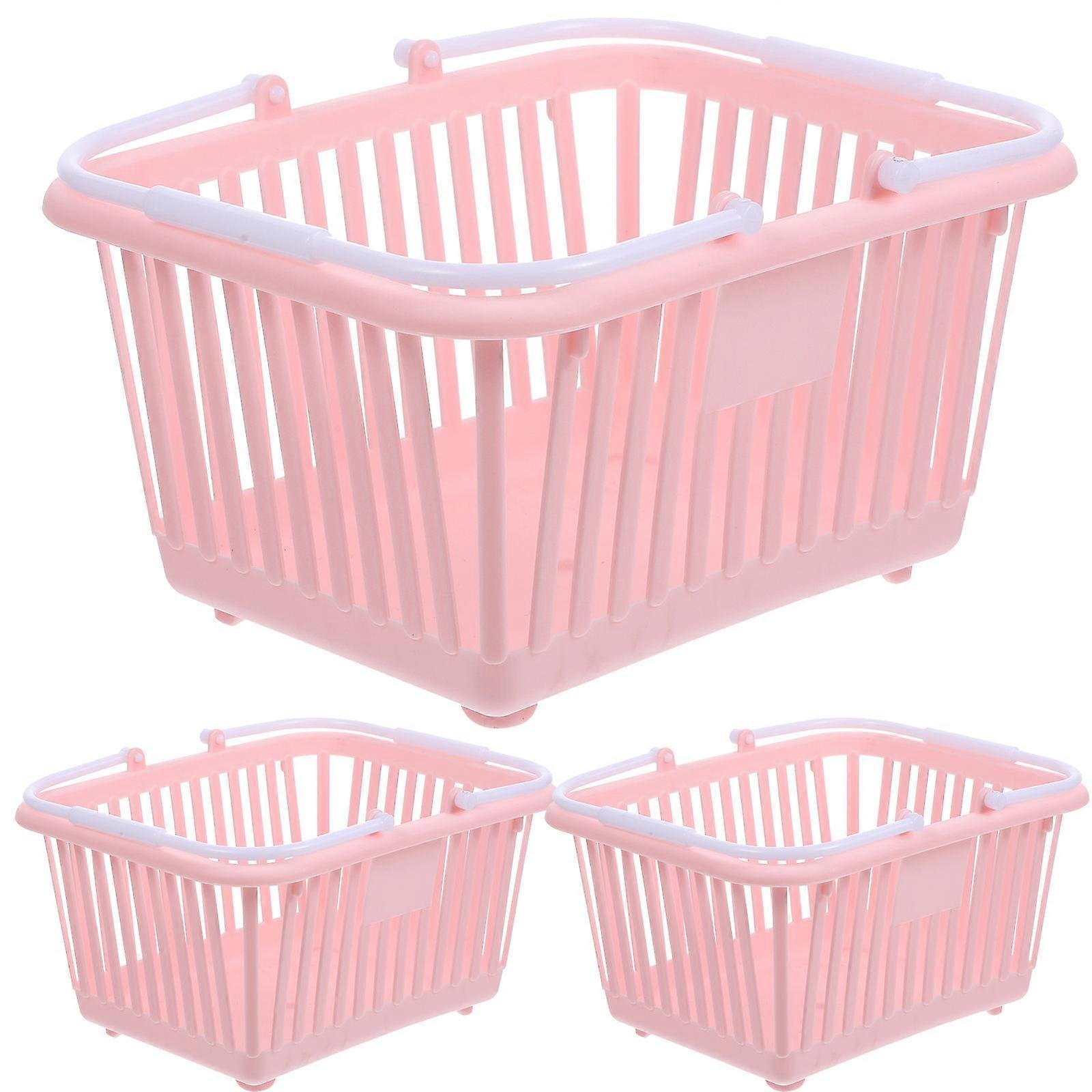 Plastic Shower Basket Small Storage Baskets for Kitchen Use 6Pcs Pink Portable
