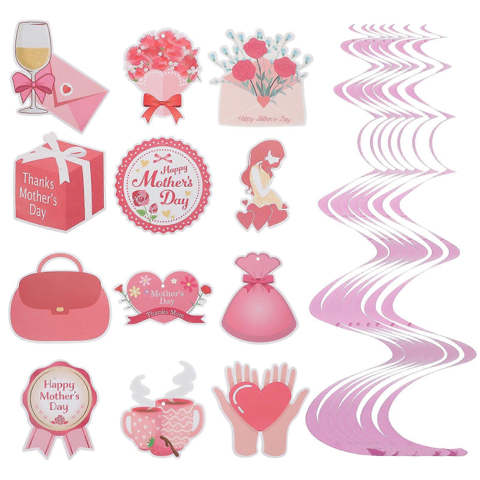 Mothers Day Theme Party Decor Swirl Ceiling Decorations Photo Props Home Office Gathering Assorted Color 48 Sets