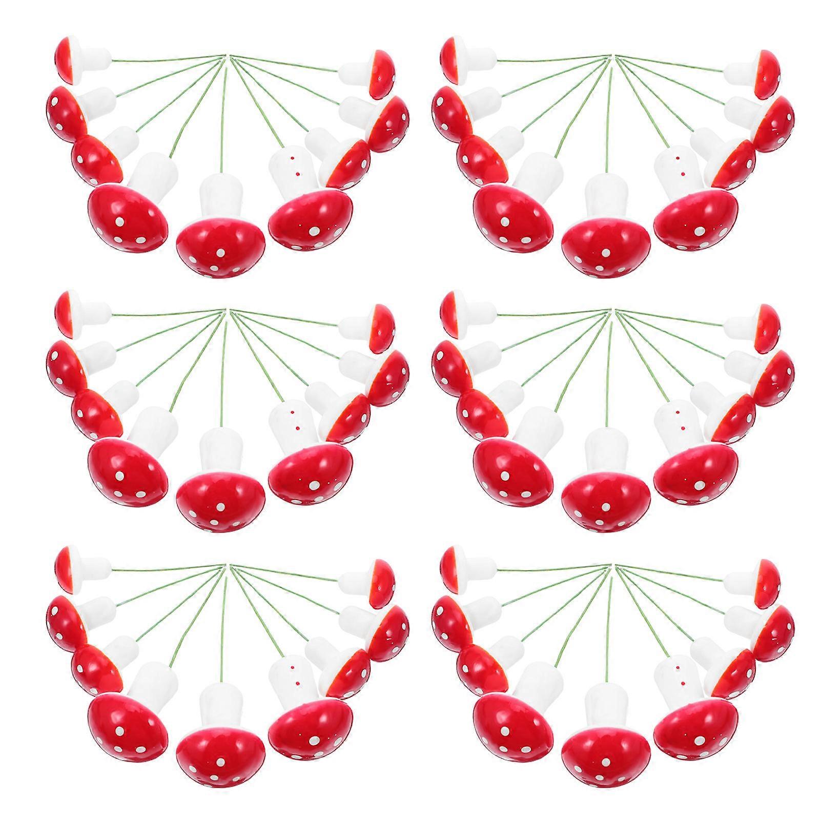 Red Mushroom Cake Decorations Creative Cupcake Toppers for Wedding 90Pcs