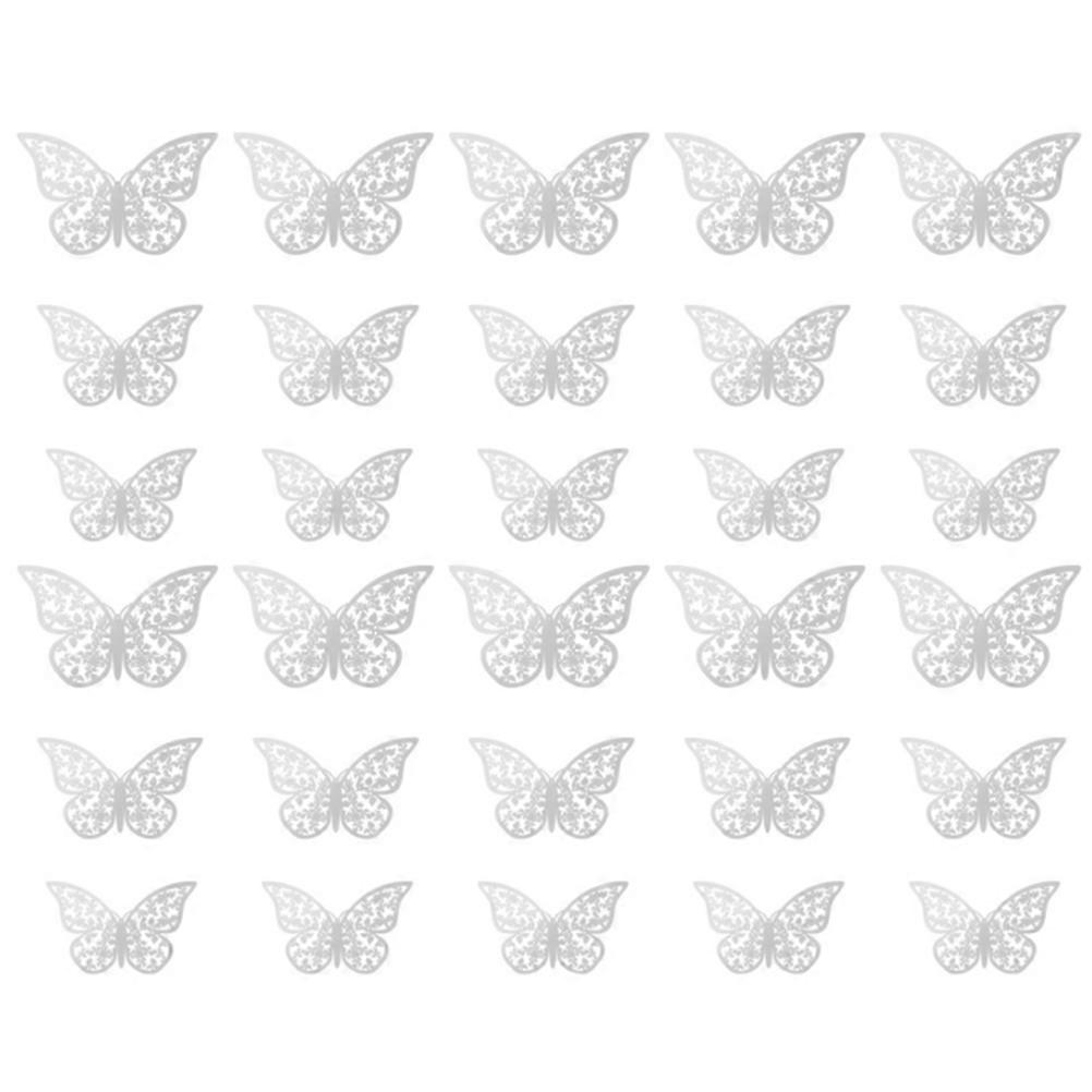 Metal Texture Butterfly Wall Decals Bedroom Wall Decor 24Pcs