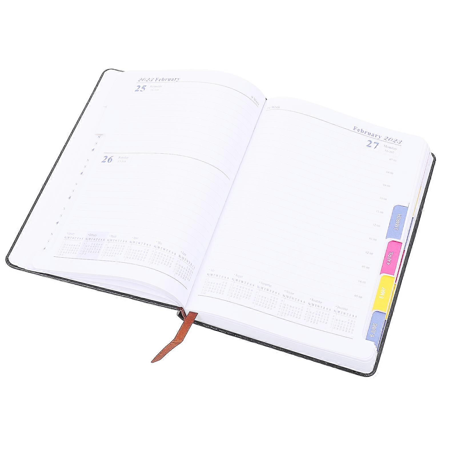 Black Academic Planner Paper for Daily Plan 2Pcs Schedule Book 2023