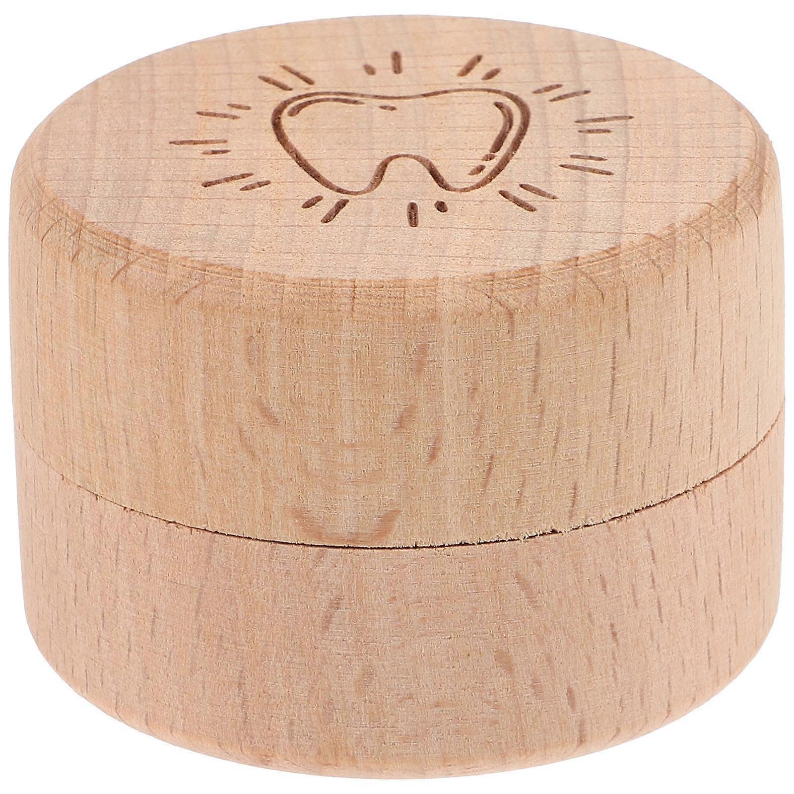 Baby Teeth Storage Box Wooden for Tooth Keeper 4Pcs Keepsake Case