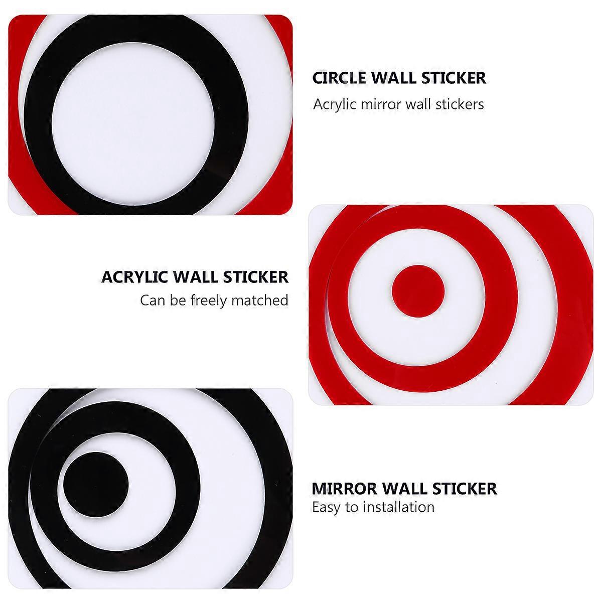 3D Crystal Acrylic Mirror Wall Stickers for Home 24Pcs Red Circle Decal