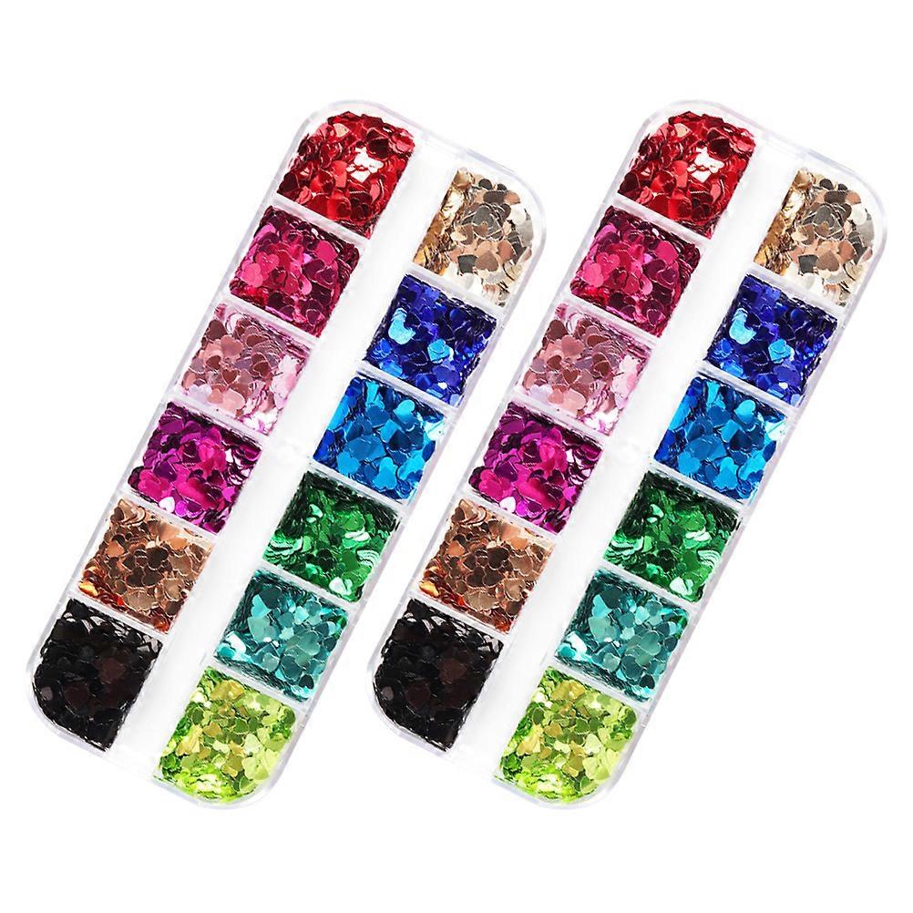 Valentine's Day Nail Sequin Heart Shaped Manicure Sticker with 2boxes