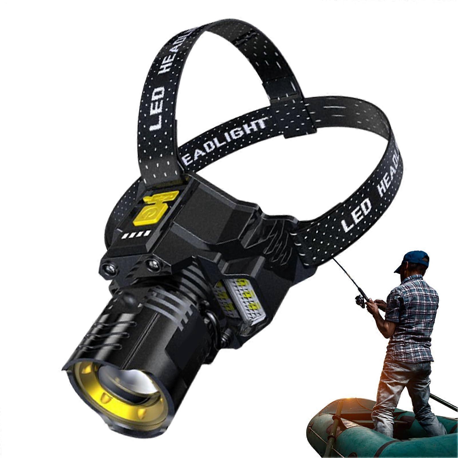 Hiking Headlamp Rechargeable LED Headlight With Motion Sensor Waterproof For Outdoor Activities Hunting Fishing Survival