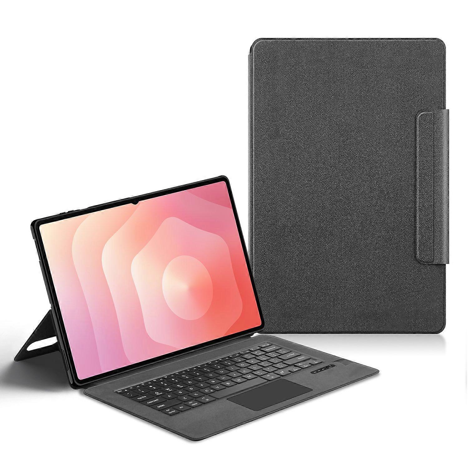 For Samsung Galaxy Tab S11 Ultra Leather Case + Touchpad Bluetooth-Compatible Keyboard with Backlit