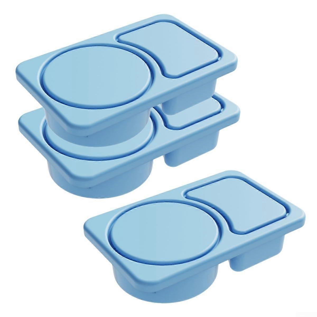 3 Silicone Snack Containers With Double Compartments And Leakproof Lids Blue Microwave And Dishwasher Safe Travel Picnic