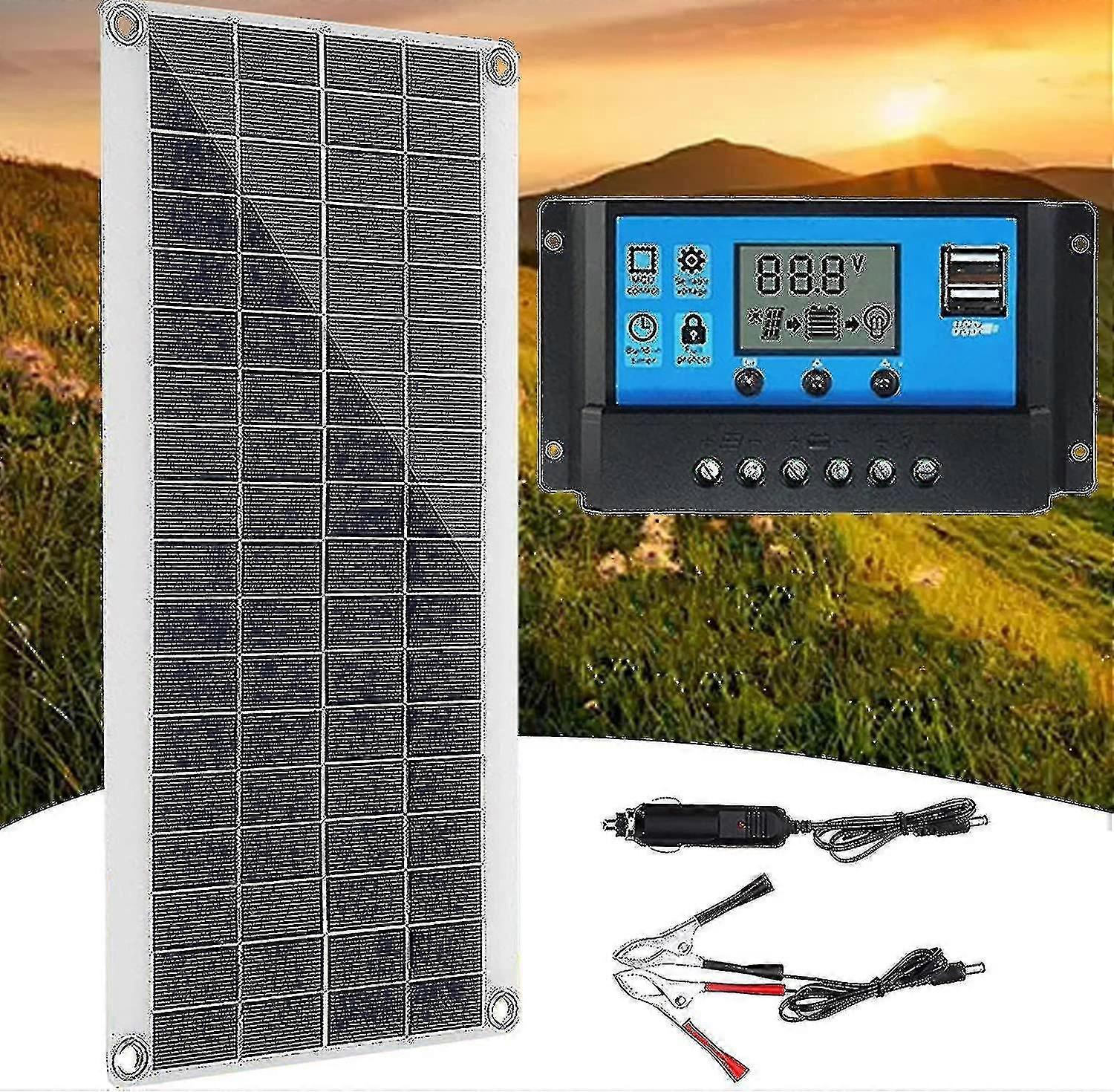 300w 12v الألواح الشمسية ، مجموعة الألواح الشمسية ، مجموعة شاحن البطارية مع 60a تحكم المسؤول بالطاقة الشمسية ل Rv ، يخت ، في الهواء الطلق ، حديقة ، Ing Tw