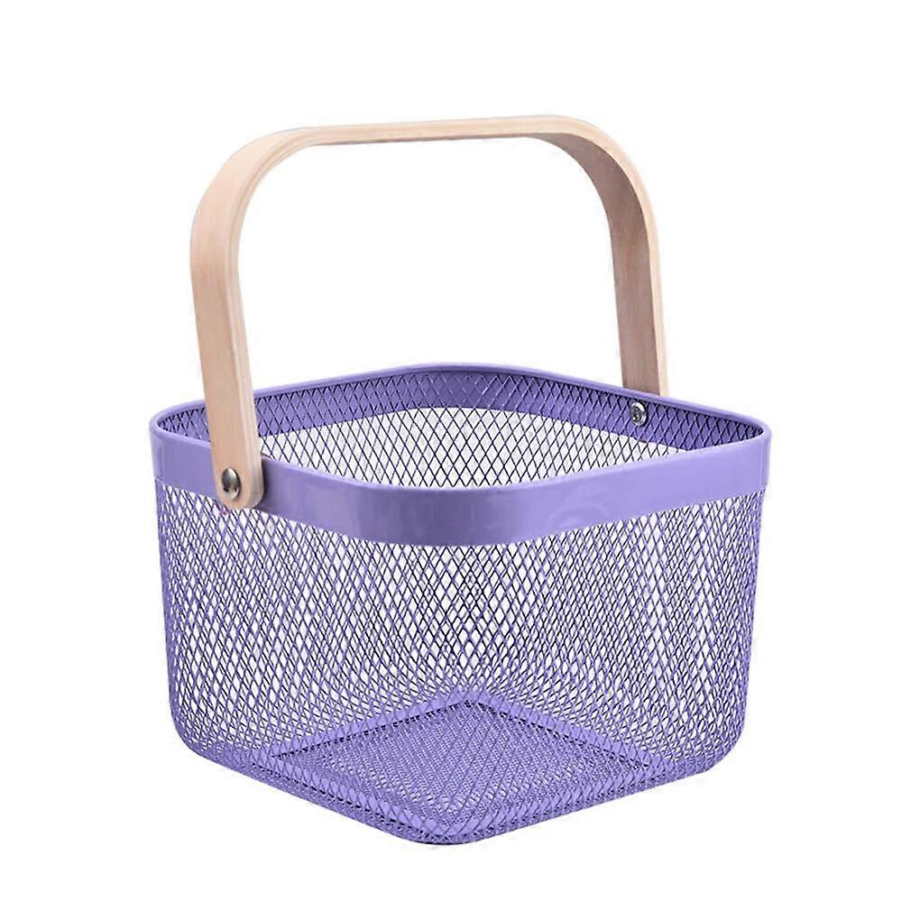 Storage Basket With Handle Small Purple Shopping And Harvest Basket For Home Storage