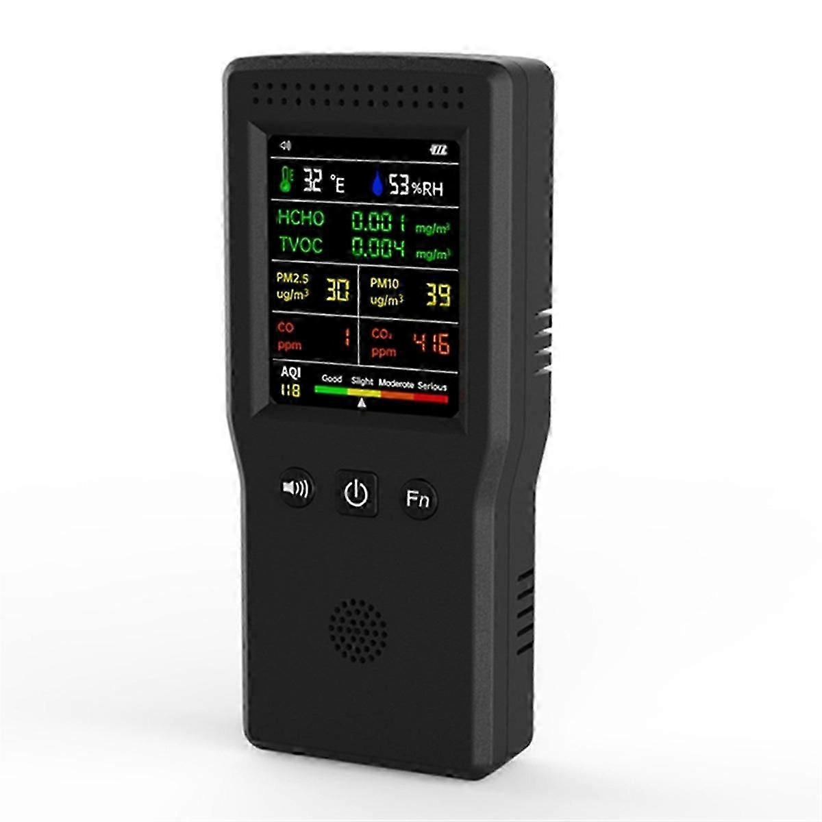 Air Quality Detector 9-in-1 LCD Display PM2.5 PM10 HCHO TVOC CO CO2 Temperature Humidity